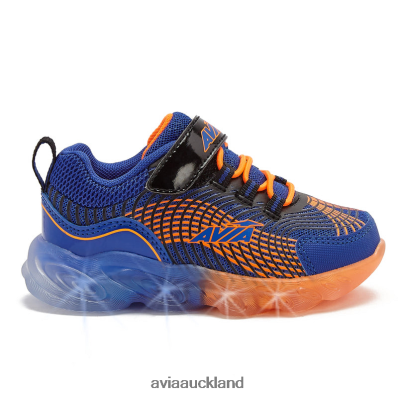 Boy Avia Navy Blue/Black/Orange Toddler Avi-Ignite Light Up Sneakers X860X89