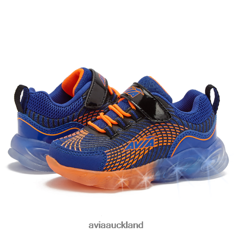 Boy Avia Navy Blue/Black/Orange Toddler Avi-Ignite Light Up Sneakers X860X89