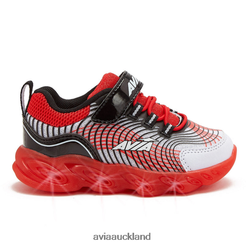 Boy Avia White/Black/Red Toddler Avi-Ignite Light Up Sneakers X860X90