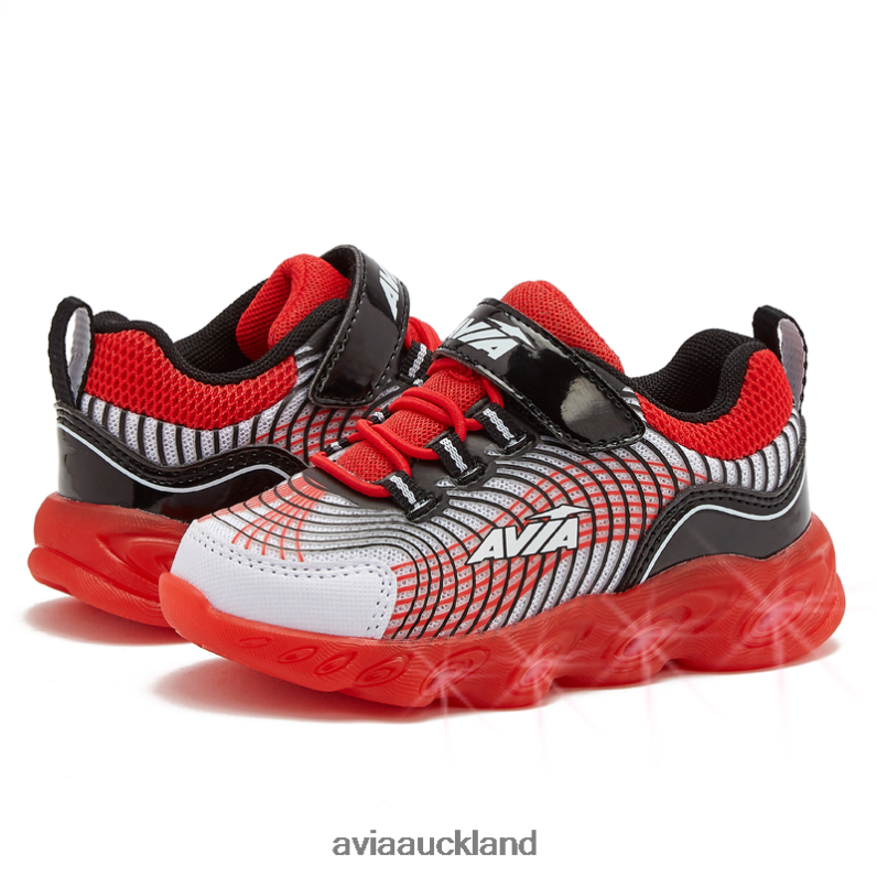 Boy Avia White/Black/Red Toddler Avi-Ignite Light Up Sneakers X860X90