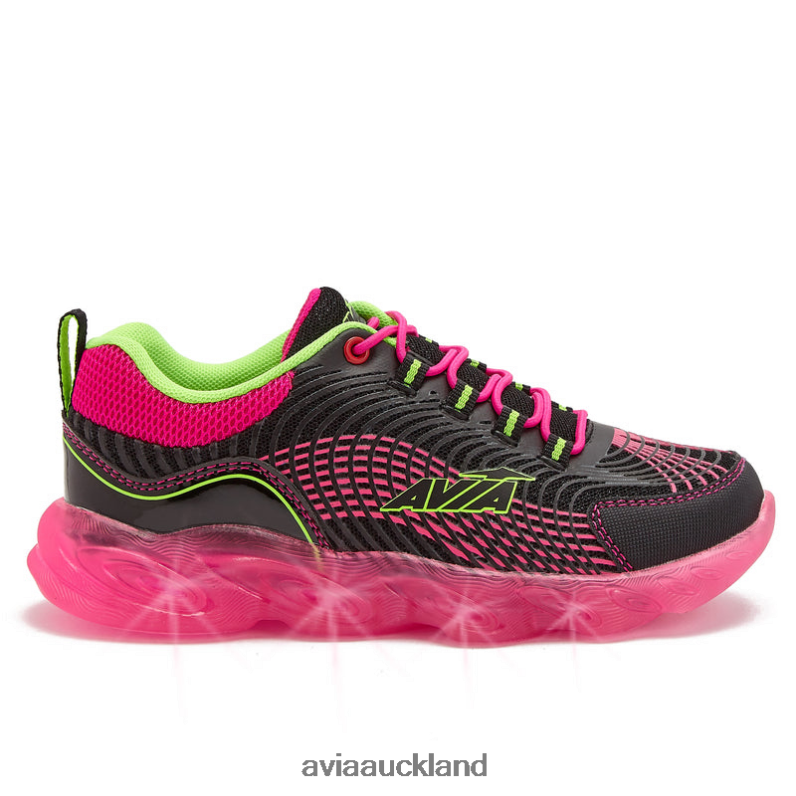 Girl Avia Black/Dark Pink Avi-Ignite Light Up Sneakers X860X102