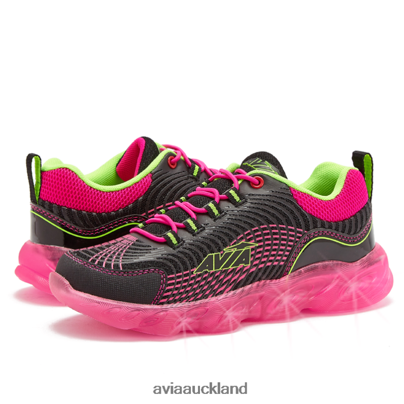 Girl Avia Black/Dark Pink Avi-Ignite Light Up Sneakers X860X102