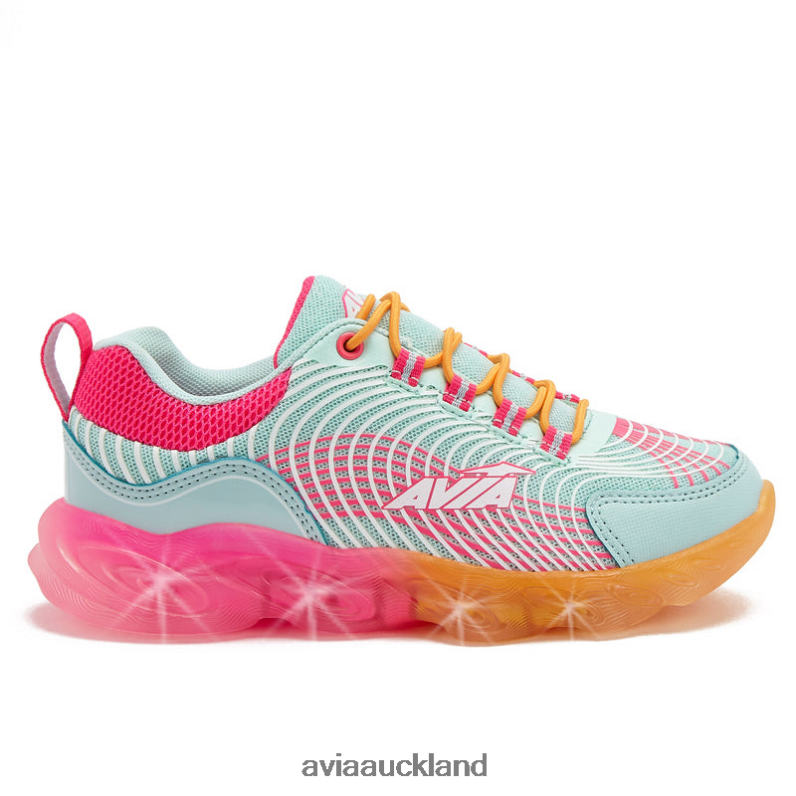Girl Avia Light Blue/Orange Avi-Ignite Light Up Sneakers X860X103