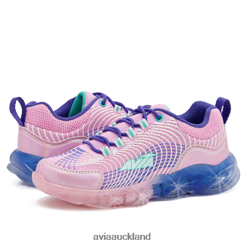 Girl Avia Light Pink/Teal Green Avi-Ignite Light Up Sneakers X860X105