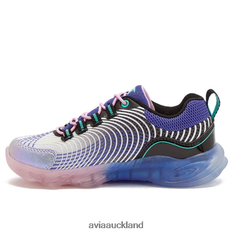 Girl Avia White/Dark Purple Avi-Ignite Light Up Sneakers X860X104