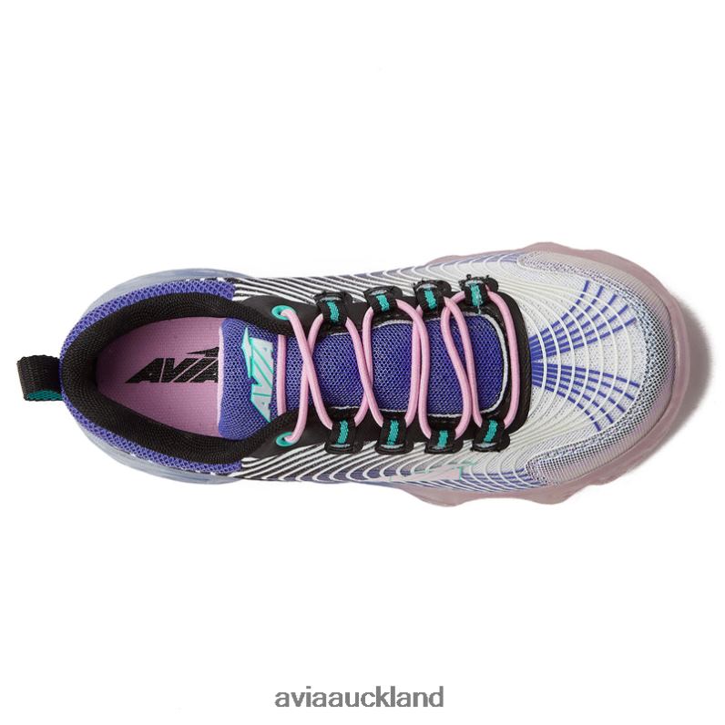 Girl Avia White/Dark Purple Avi-Ignite Light Up Sneakers X860X104