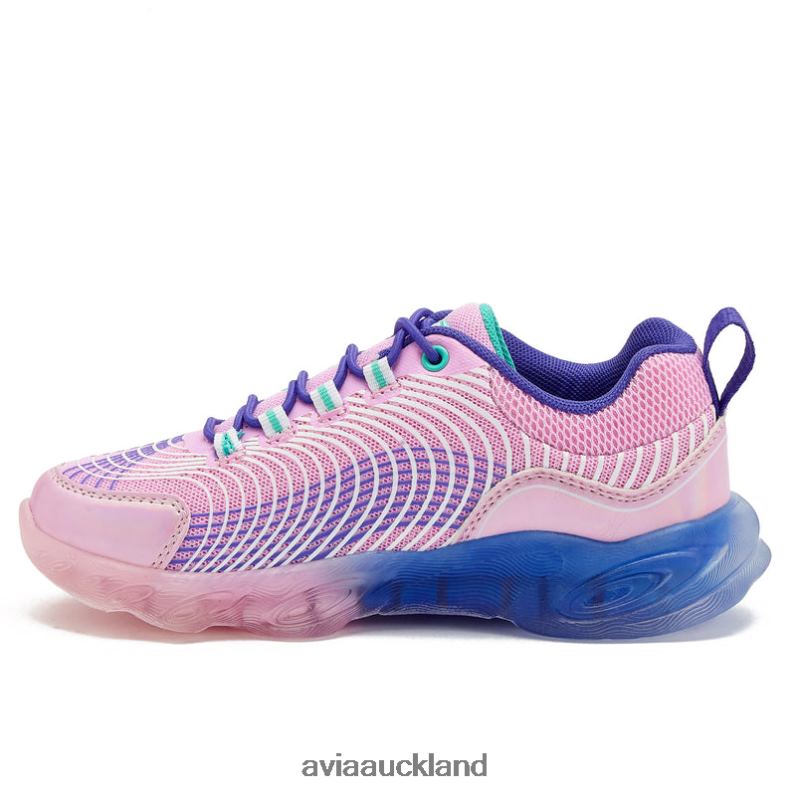 Girl Avia White/Dark Purple Avi-Ignite Light Up Sneakers X860X104