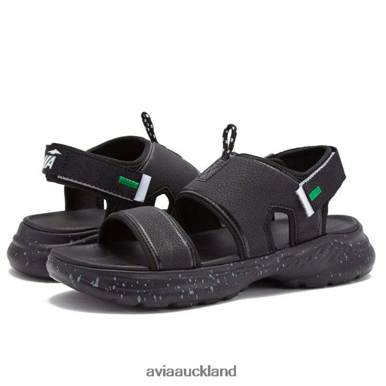 Men Avia Black/White Trim/Light Green Avi-Atlantic Sandals Casual Sandals X860X77