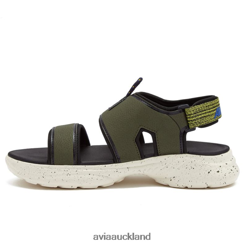 Men Avia Dark Green/Black/Yellow Avi-Atlantic Sandals Casual Sandals X860X78