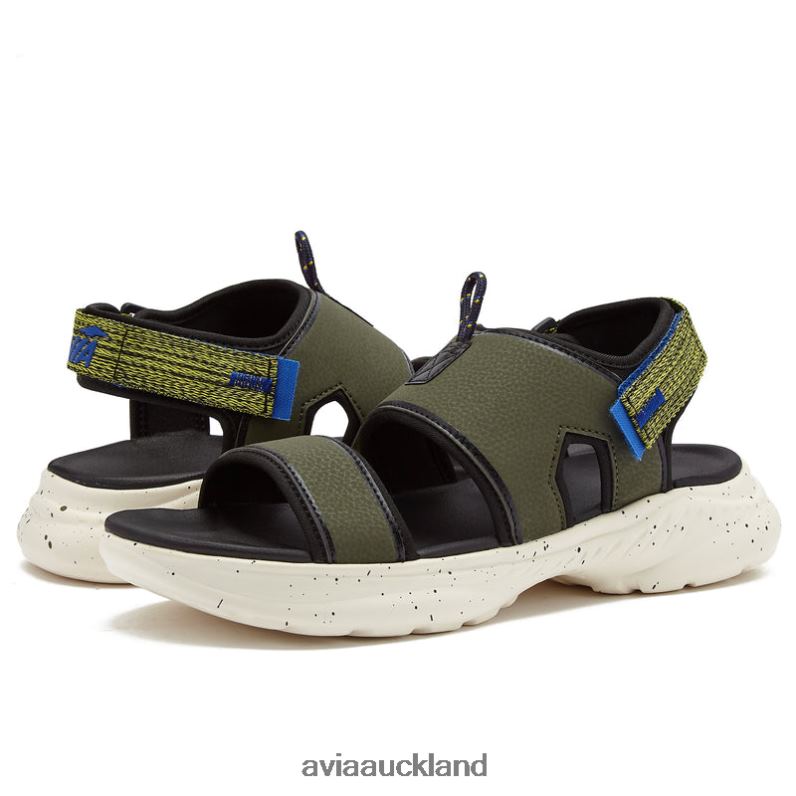 Men Avia Dark Green/Black/Yellow Avi-Atlantic Sandals Casual Sandals X860X78