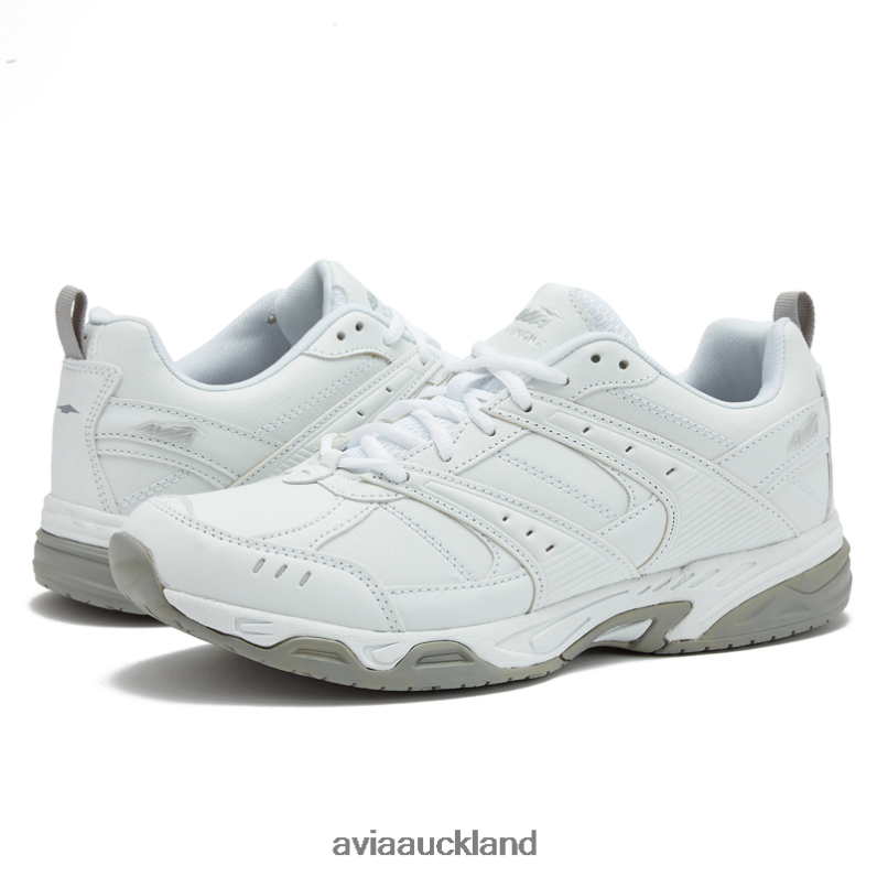 Men Avia White/Chrome Grey Avi-Union II Slip Resistant X860X51