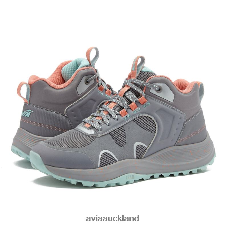 Women Avia Medium Grey/Light Pink/Teal Green Avi-Vamp Hiking X860X6