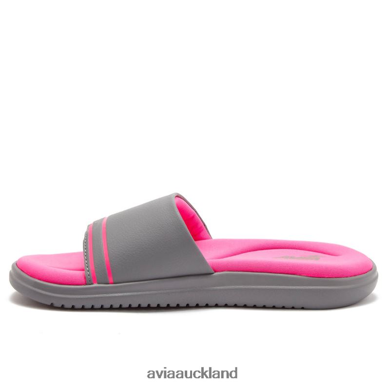 Women Avia Medium Grey/Dark Pink Avi-Memory Foam Slides Slides X860X45