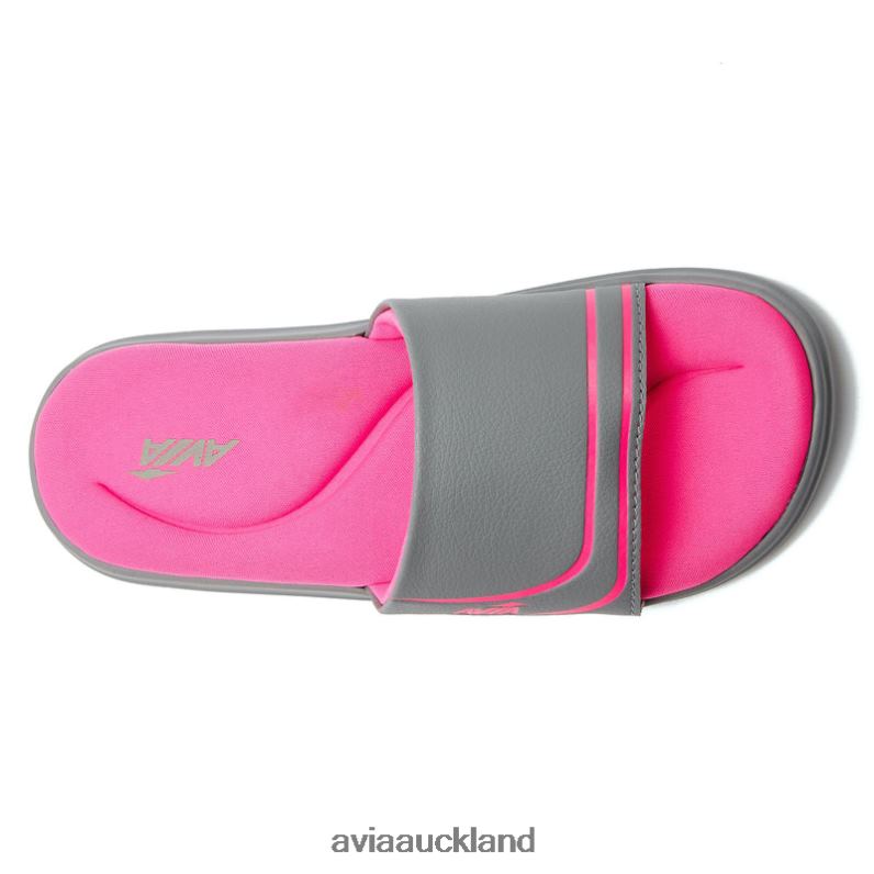 Women Avia Medium Grey/Dark Pink Avi-Memory Foam Slides Slides X860X45
