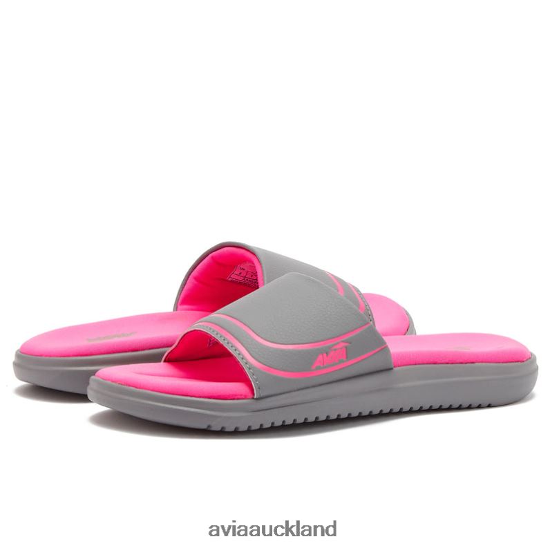Women Avia Medium Grey/Dark Pink Avi-Memory Foam Slides Slides X860X45