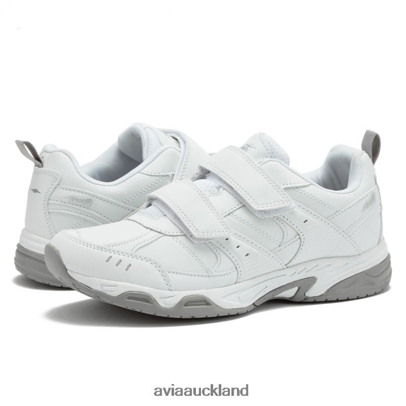 Women Avia Stellar White/Chrome Grey Avi-Union II Strap Slip Resistant X860X33